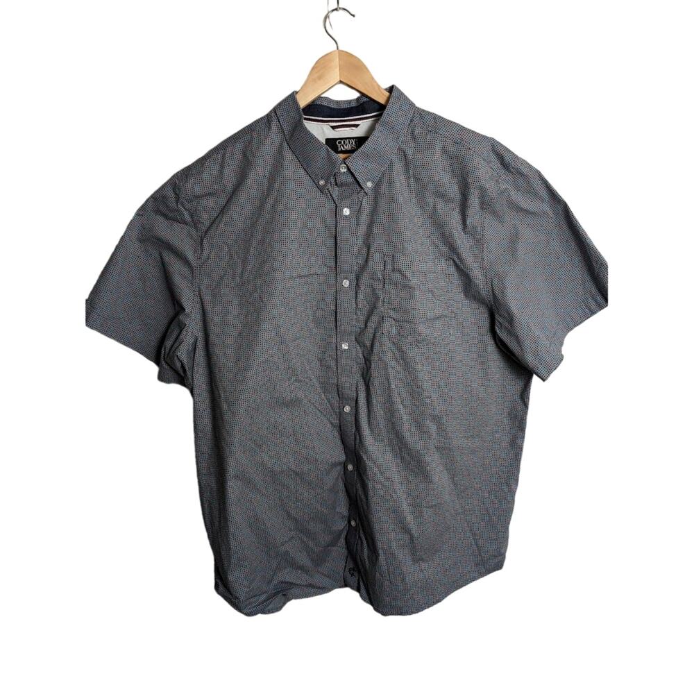 Colby Davis Mens Button Down Shirt Short Sleeve Gray Patterned Casual Size XXL‎